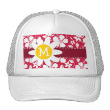 Tropical Fuschia Hibiscus; Daisy Mesh Hats