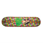 Tropical Girl and Hibiscus Flower Custom Skate Board