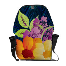 Tropical Hawaiian Flowers & Entwining Vines Messenger Bags