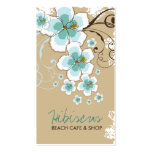 Tropical Hibiscus Blue Flower Vintage Modern Chic business cards