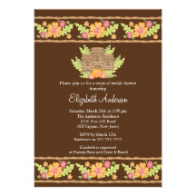 Tropical Hibiscus Flowers & tiki  Bridal Shower Personalized Announcement