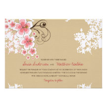 Tropical Hibiscus Pink Beach Wedding Invitation