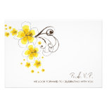Tropical Hibiscus Yellow Beach Wedding RSVP Reply invitations