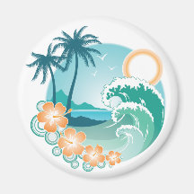 Tropical Island Refrigerator Magnet