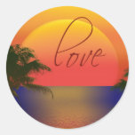 tropical love round stickers