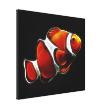 Tropical Orange Clownfish Clown Fish Stretched Canvas Print
