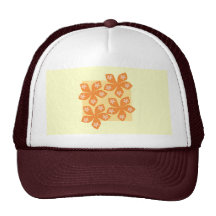 Tropical orange flowers on cream. Pretty. Mesh Hat