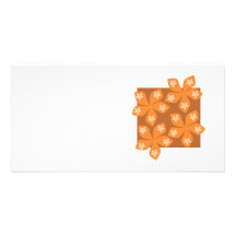 Tropical orange flowers on white. photo greeting card