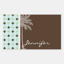 Tropical Palm; Sage Green & Brown Stickers