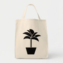 Tropical Plant In Pot Canvas Bags