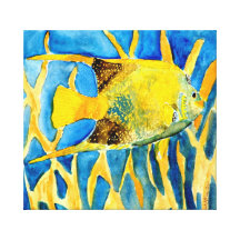 Tropical saltwater fish aquatic sealife painting gallery wrapped canvas