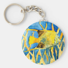 tropical saltwater fish sea life art painting gift key chains