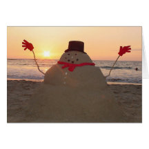 Tropical Snowman  Greeting Card