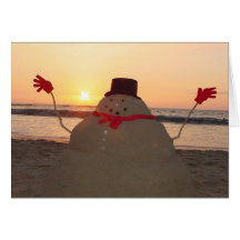 Tropical Snowman  Greeting Card