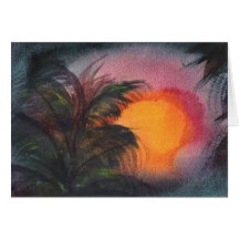 tropical sunset thank you card