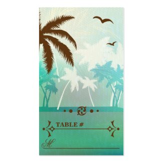 Tropical Teal Beach Wedding Reception Place cards Business Card Template