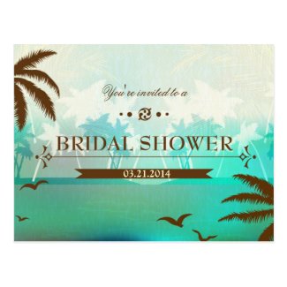 Tropical Turquoise Beach Bridal Shower Invite Post Card