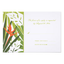 Tropical Wedding RSVP Card  |  Green and Orange Announcements