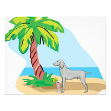 tropical weimaraner custom invitations