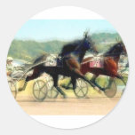 trotting power horse racing round stickers