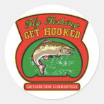trout fish jumping fly fishing round stickers