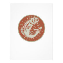 Trout Fish Jumping Retro Personalized Announcement
