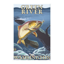 Trout Fishing Cross-Section - Green River, WA Canvas Prints