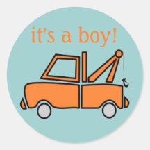 truck; it's a boy! round stickers