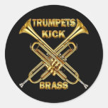 Trumpets Kick Brass Round Stickers