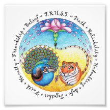 'Trust' peacock & tiger Photo Print