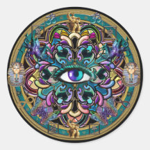 Trust Yourself ~ The Eyes of the World Mandala Round Stickers