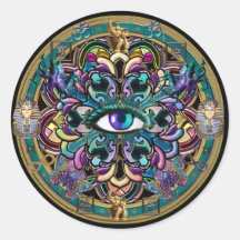 Trust Yourself ~ The Eyes of the World Mandala Round Sticker