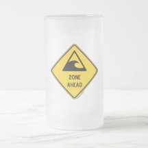 Tsunami Zone Ahead (Yellow Diamond Warning Sign) Coffee Mugs