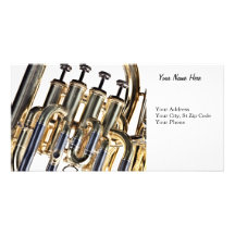 Tuba on White background Custom Photo Card