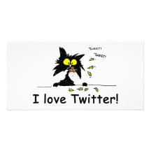 Tuff Kitty loves Twitter Customised Photo Card