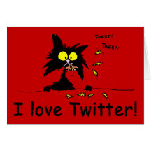 Tuff Kitty loves Twitter Greeting Card