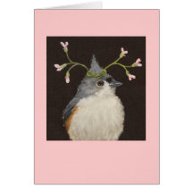 Tufted titmouse with hog peanut card