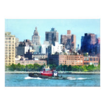 Tugboat Against Manhattan Skyline Custom Announcement