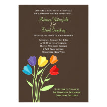 Tulip Flower Rainbow Colours Wedding Invitation