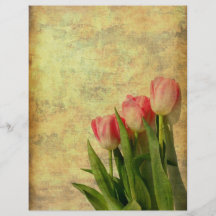 Tulips On Vintage Paper Flyer