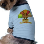 Turkey Cute Cartoon Happy Thanksgiving Design Doggie Shirt