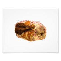 turkey leg and meat on red white platter photo art