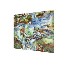 Turkish Woman by a Stream Canvas Print