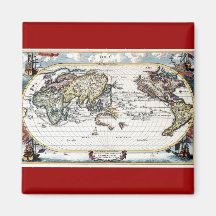 Turn of the 18th century world map fridge magnet