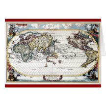 Turn of the 18th century world map greeting cards