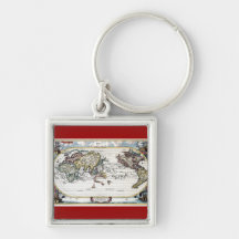 Turn of the 18th century world map keychain