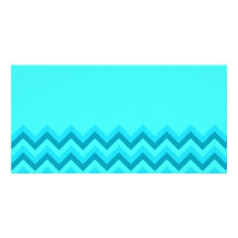 Turquiose Zig Zag Pattern. Part Plain. Photo Greeting Card