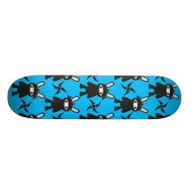 Turquoise and Black Ninja Bunny Pattern Skate Decks