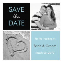 Turquoise and Black Save the Date Photo Cards