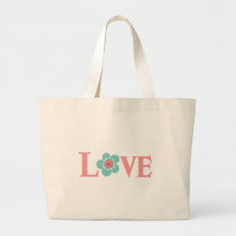 Turquoise and Pink Flower Love Bags